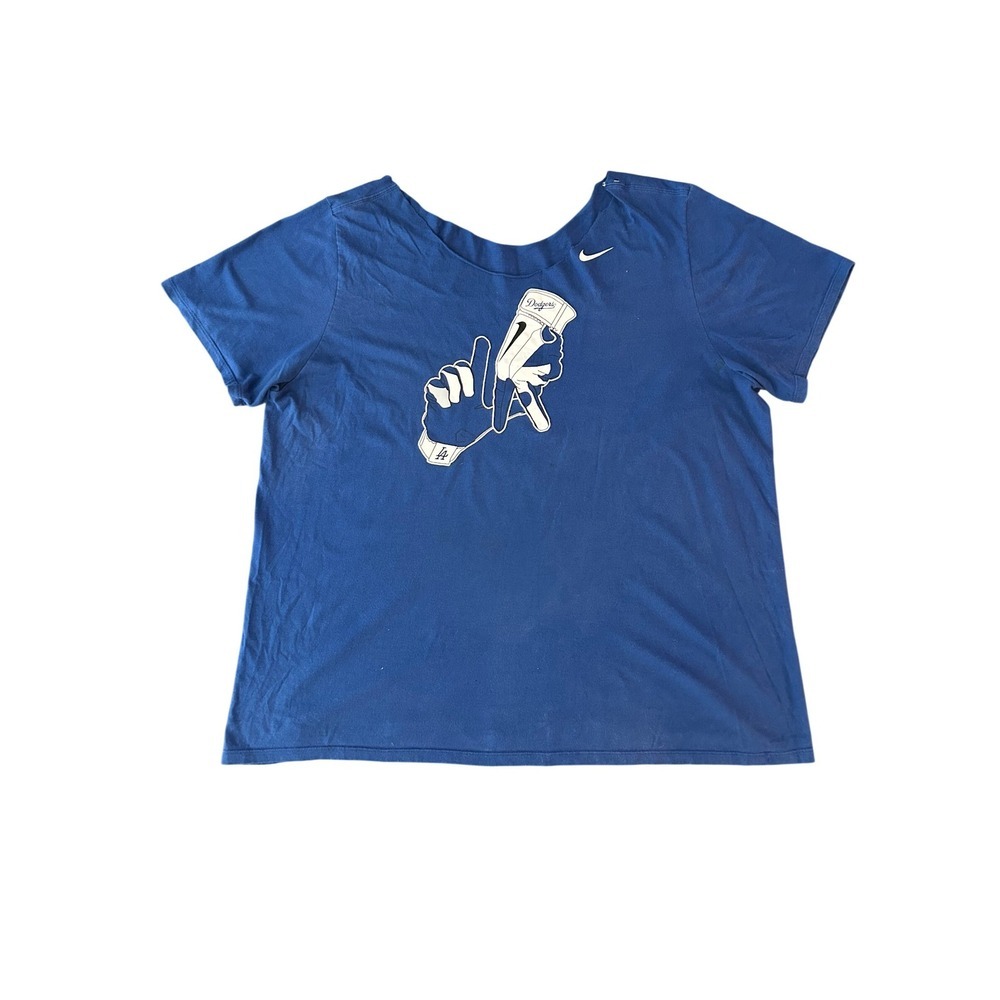 Nike Los Angeles Dodgers LA T-Shirt Blue Short Sleeve Cut Neckline XL 1331